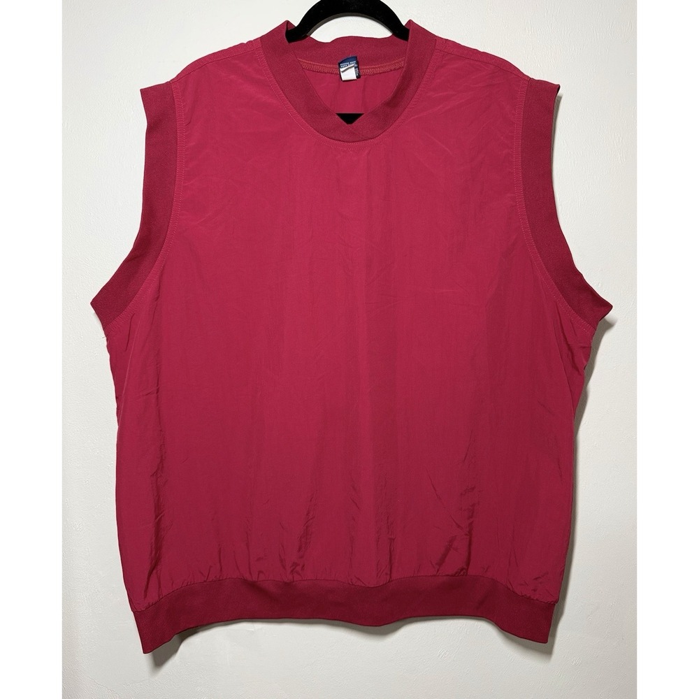 Vintage Lands' End Windbreaker Pullover Vest Unisex Size XL Red USA Made 80s 90s